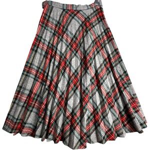 Vintage Brookridge Plaid Pleated Skirt Womens 7/8 Tartan A-Line Y2K Holidays
